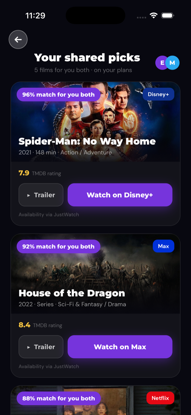 Pickd shared picks screen